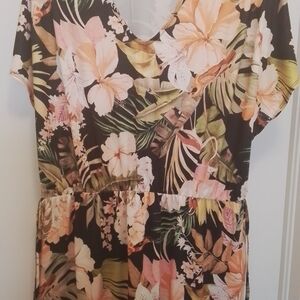 Tropical Floral V-Neck Blouse